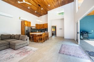The living room area of Casa Carlayna in Playa Potrero, Costa Rica.