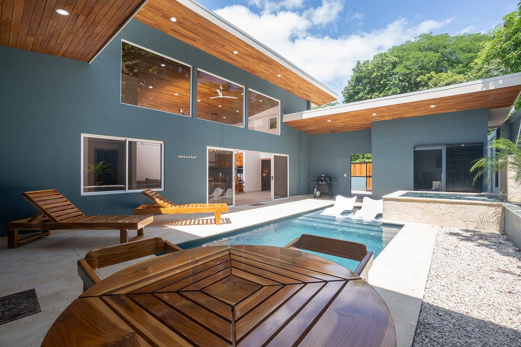 Costa Rica Vacation Rental Casa Carlayna pool view with area to relax in the Guanacaste sun.